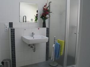 ラウターバッハにあるHaus Diesenhofのバスルーム(洗面台、鏡付)