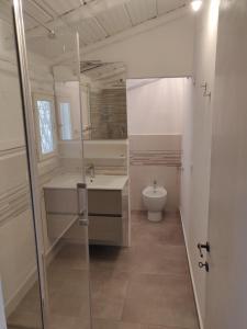 a bathroom with a shower and a sink and a toilet at Casa di Ester - villino con vista panoramica e giardino privato sulla collina di Porto Stefano - Monte Argentario - Vikey in Porto Santo Stefano +17 photos