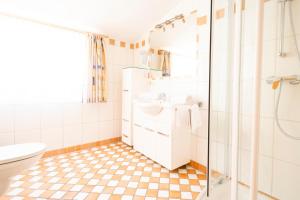 a bathroom with a toilet sink and a shower at Stallhäusl in Schladming