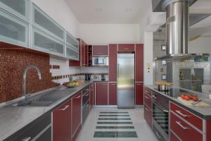 
a kitchen with a refrigerator, stove, sink and dishwasher at Grande Dame Villa in Rhodes Town
