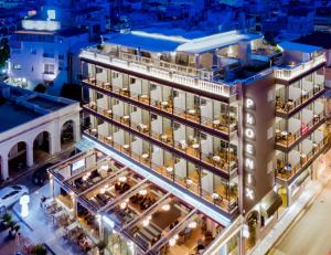 an overhead view of a building at night at Phoenix Hotel in Zakynthos
