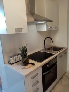 a kitchen with a pineapple sitting on a counter at Apartment Ronaldo in Poreč