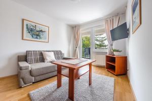 Televízia a/alebo spoločenská miestnosť v ubytovaní Apartamenty Sun & Snow w Rezydencji Bielik