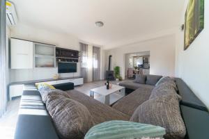 a living room with a couch and a tv at Holiday house Roko in Gornji Zemunik