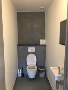 een kleine badkamer met een toilet en een wastafel bij Casa Akuta Airport Flat in Kortenberg