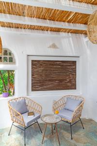 A seating area at Ornos Blue