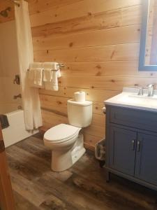 Ett badrum på 406 Lodge at Yellowstone