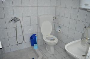 a bathroom with a toilet and a shower and a sink at Villa Marija in Ohrid +54 photos