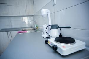 a kitchen counter with a blender and a toaster at Vila Magdalena in Gevgelija +87 photos