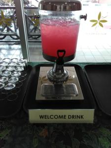 a drink in a blender sitting on a table at Hotel Seri Malaysia Mersing in Mersing