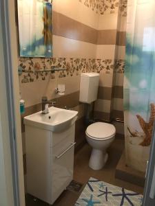 un baño con inodoro y lavabo en Green House Inn, en Călimăneşti 19 fotos más