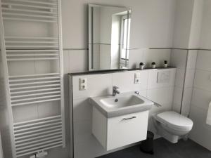 Et badeværelse på Ferienhaus Villa Wunderbar Dangast im Nordsee Park am Jadebusen + 19 billeder