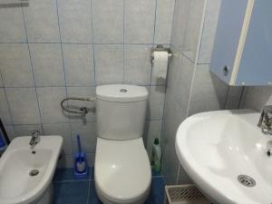 a bathroom with a white toilet and a sink at Apartman Gorica in Trebinje +6 photos