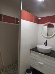 a bathroom with a sink and a mirror at La Maison des Graves in Pujols Gironde +5 photos