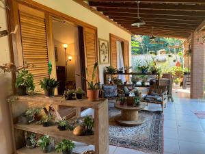 una sala de estar llena de macetas en Refugio de Paz, en São Pedro