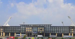 a large building with a lot of windows at Fletcher Hotel-Restaurant Parkstad- Zuid Limburg in Kerkrade