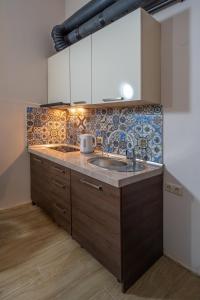 Kuhinja oz. manjša kuhinja v nastanitvi Wine Inn Borjomi Aparthotel