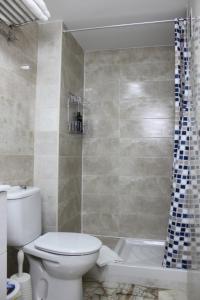 a bathroom with a toilet and a bath tub at Apartments Carlos V in Benidorm