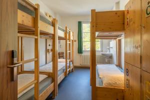 Chalet Hostel @ Backpackers Villa Interlaken tesisinde bir ranza yatağı veya ranza yatakları