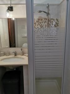 a bathroom with a shower and a sink at Agriturismo Pettinari in Marina di Grosseto