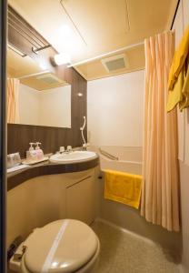 a bathroom with a toilet and a sink at Oka Hotel in Kanazawa
