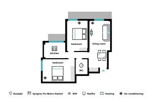 The floor plan of Urban 2BD Apartment in Koukaki by UPSTREET