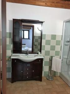 a bathroom with a sink and a mirror at Appartment- Betulla in Apecchio