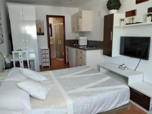 Kuchyň nebo kuchyňský kout v ubytování Coqueto estudio con acceso a piscina