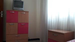 a bedroom with a television and a dresser at Albergue Agarimo in Caldas de Reis