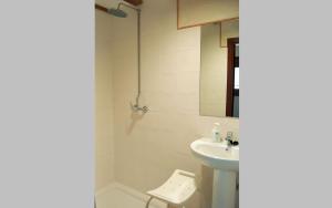 a bathroom with a sink and a toilet and a shower at Santa Brigida - Real 1 in Hontanas