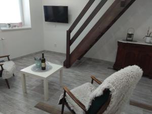 Televiisor ja/või meelelahutuskeskus majutusasutuses Apartmány U splavu