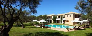 a villa with a swimming pool in a yard at Olivastro Villa in Lefkada