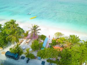 an overhead view of a beach with palm trees and the ocean at Paralian Hulhumale' in Hulhumale