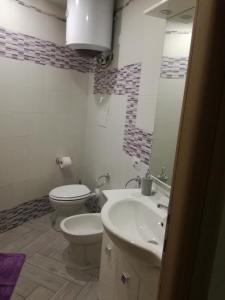 bagno bianco con servizi igienici e lavandino di Appartamento in Residenza Punta di Sabaudia - seminterrato a Sabaudia