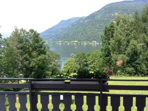 a view of a lake from a fence at Appartementhaus Karantanien am Ossiacher See in Ossiach +6 photos