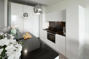 Kuchyňa alebo kuchynka v ubytovaní Apartament Playa Baltis 66 z widokiem na morze