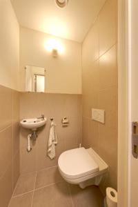 La salle de bains est pourvue de toilettes et d'un lavabo. dans l'établissement Aan de duinbossen, au Coq