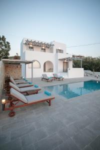 een villa met een zwembad en een huis bij Naxos Infinity Villa and Suites in Naxos Chora
