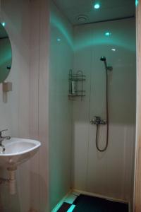 a bathroom with a shower and a sink at The Knight House in Tallinn
