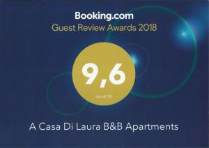 une affiche récompensant les commentaires d'un cercle jaune dans l'établissement A Casa Di Laura B&B Apartments, à Campagna