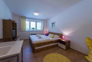 Posteľ alebo postele v izbe v ubytovaní Apartmán Lipno 20