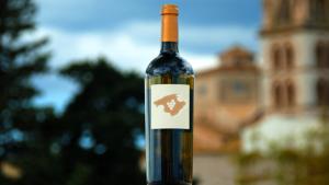 a bottle of wine with a label on it at Cas Ferrer Nou Hotelet in Alcudia