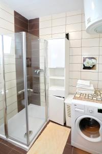 ビビニェにあるHoliday house Andrijaのシャワーと洗濯機付きのバスルーム +42枚の写真