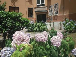 un jardín de flores frente a un edificio en Edo House Monteverde en Roma