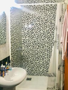 y baño con ducha, lavabo y aseo. en Apartments Ivanišević, en Kotor