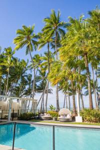 a swimming pool with palm trees in the background at Alamanda - Suite 46 in Palm Cove