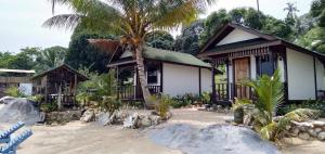 een huis aan het strand met een palmboom bij Beach House in Tioman Island