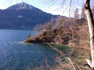 a view of a lake with a mountain in the background at Ferienwohnung 6 Bergblick in Sankt Gilgen +4 photos