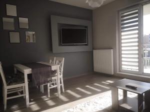 Televízia a/alebo spoločenská miestnosť v ubytovaní Golden Mazury Apartament