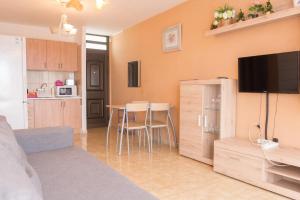 a living room with a television and a kitchen at Las Piteras (1) in Arona